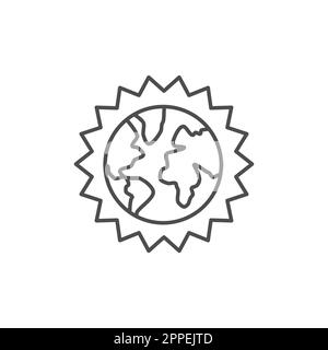 Global warming related vector linear icon. Climate changes. Hot weather. Ecological issue. Global problems. Vector outline illustration Isolated on wh Stock Vector