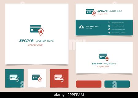 Secure payment logo design with editable slogan. Branding book and business card template. Stock Vector