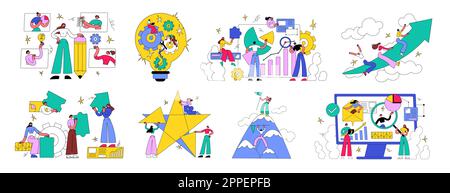 Business activity, employees perform various work tasks Stock Vector