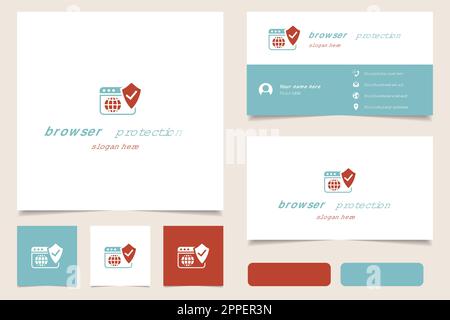 Browser protection logo design with editable slogan. Branding book and business card template. Stock Vector