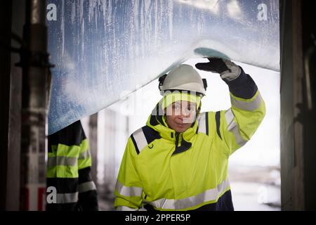 Portrait of female engineer at construction site Stock Photo
