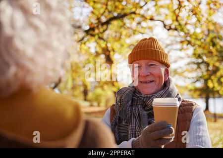 Senior man holding coffee cup Stock Photo