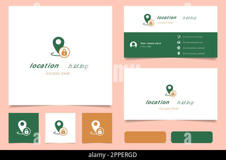 Location hiding logo design with editable slogan. Branding book and business card template. Stock Vector