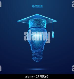 graduation cap and light bulb Stock Vector