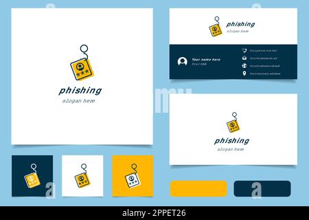 Phishing logo design with editable slogan. Branding book and business card template. Stock Vector