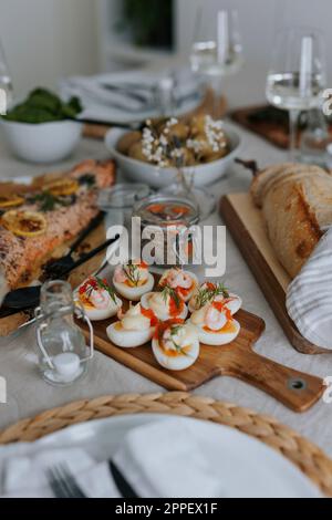 Table set for Easter meal Stock Photo