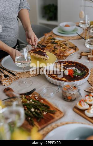 Table set for Easter meal Stock Photo