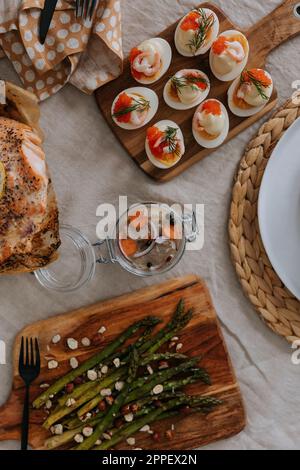 Table set for Easter meal Stock Photo