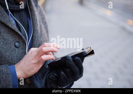 Close-up of man using smart phone Stock Photo