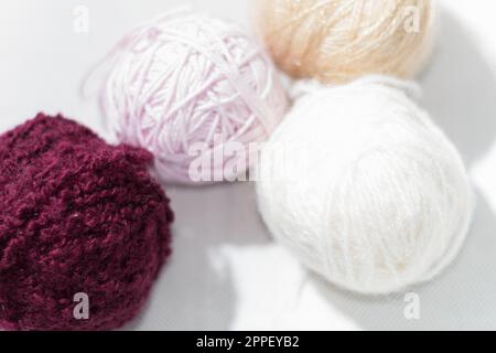 Multi-colored balls of knitting threads. Balls of colored yarn. Woolen yarn in balls, different colors Stock Photo