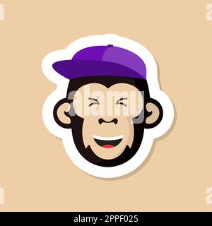 laughing monkey color vector sticker Stock Vector