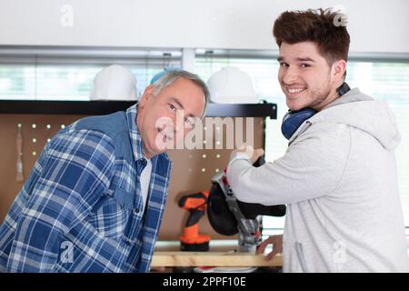 trainer and apprentice in vocational training Stock Photo