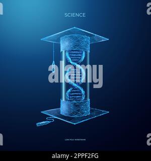Graduation cap and DNA Stock Vector