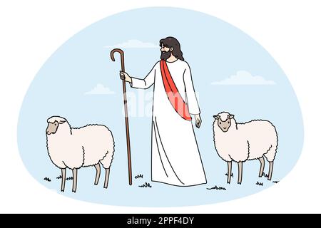 Son of God, the Lord is my shepherd, Jesus Christ with a flock of sheep ...