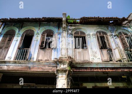 scene of the deserted and dilapidated colonial buildings. Stock Photo