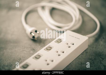 Isolate electrical power strip with individual switches. Stock Photo