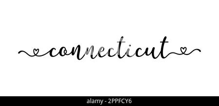 Hand sketched Connecticut text. Script lettering for poster, sticker, flyer, header, card, clothing, wear Stock Vector