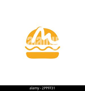Letter M Burger vector logo design. Burger cafe logo. Stock Vector