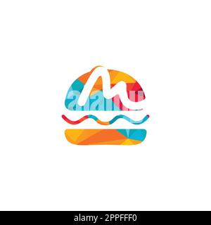 Letter M Burger vector logo design. Burger cafe logo. Stock Vector