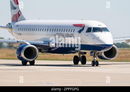 BERLIN, GERMANY - JUNE 23, 2022: Narrow-body jet airliner Embraer E190SR of British Airways. Stock Photo
