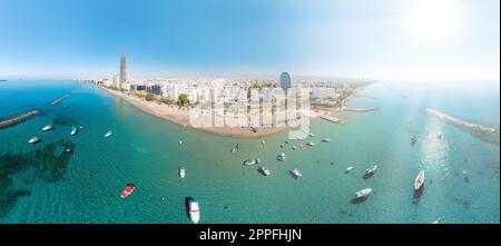 Aerial panoramic view of Limassol cityscape, Cyprus Stock Photo