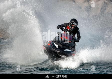 Limassol, Cyprus - November 26, 2022: Jet ski rider during competition Stock Photo