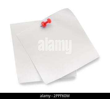 Blank notes pinned on white background, top view Stock Photo