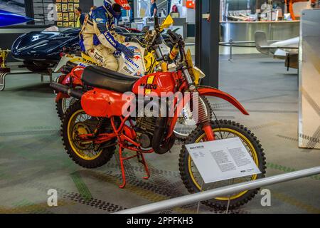 SINSHEIM, GERMANY - MAI 2022: red motorbike motorcycle Maico 350 Stock Photo