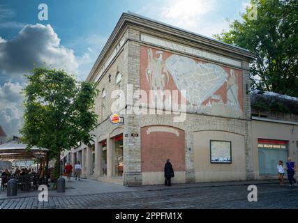 An old  city map on the wall in Tallinn, Estonia Stock Photo