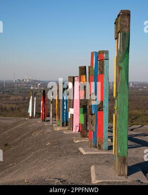 Landmark Totems, Haniel tip, Bottrop, Germany Stock Photo