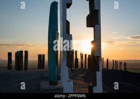 Landmark Totems, Haniel tip, Bottrop, Germany Stock Photo