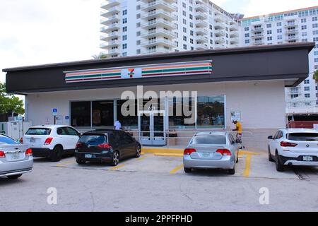 Fort Lauderdale, Florida, US - May 08, 2022: 7 - Eleven sign outdoor market Stock Photo