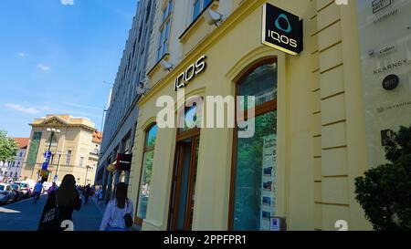 Prague, Czech Republic - May 11, 2022: IQOS store in Prague Stock Photo