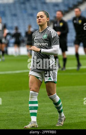 Kit Loferski, American, who plays as a forward and attacker for Celtic football club. Image taken at a warm up session at HAmpden park, Glsgow, Scotla Stock Photo