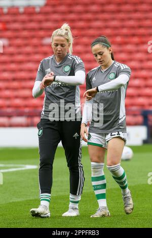 Kit Loferski, American, who plays as a forward and attacker for Celtic football club with Chloe Craig who plays in defence. Stock Photo