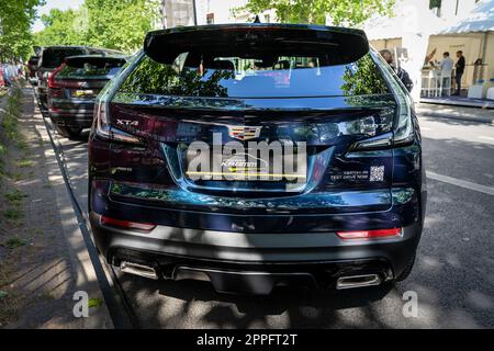 BERLIN - JUNE 18, 2022: Subcompact luxury crossover SUV Cadillac XT4. Rear view. Classic Days Berlin. Stock Photo
