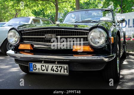 BERLIN - JUNE 18, 2022: Sports car Triumph TR6, 1974. Classic Days Berlin. Stock Photo