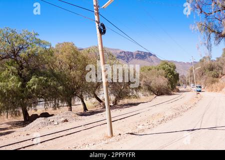 Dirt road view from Palmira,Bolivia Stock Photo