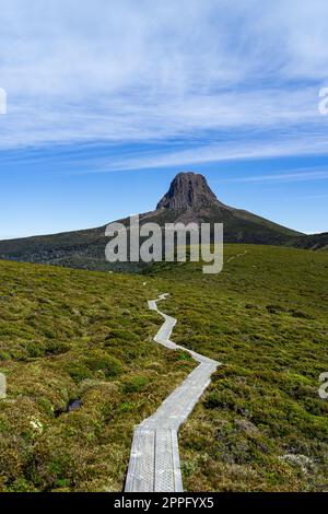 Cradle Mountain hiking walk path in Tasmania, Australia Stock Photo