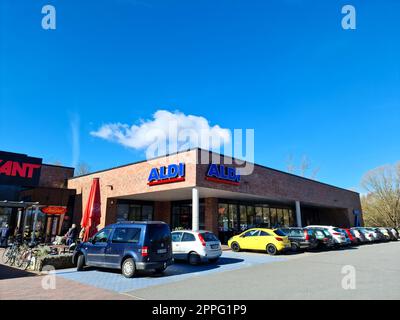 Kiel, Germany - 03 April 2023: A store of the discount chain Aldi in northern Germany. Stock Photo