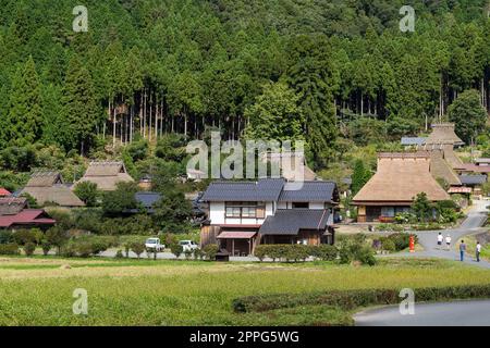 Traditional thatched roof houses in small village of Miyama of Kyoto in Japan Stock Photo