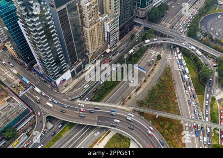 Causeway Bay, Hong Kong 07 January 2021: Aerial view of Hong Kong city Stock Photo