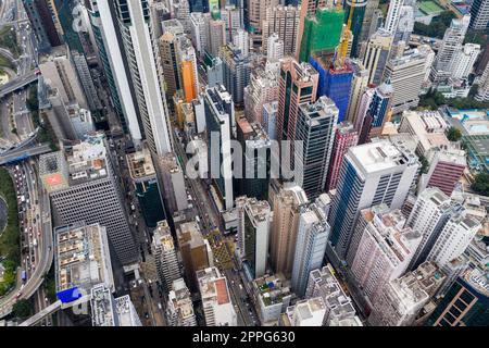 Causeway Bay, Hong Kong 07 January 2021: Top down view of Hong Kong city Stock Photo