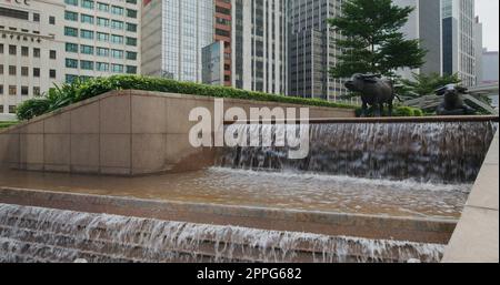 Central, Hong Kong 16 September 2021: Hong Kong stock market exchange square Stock Photo