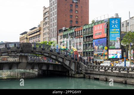 New Taipei, Taiwan 12 June 2022: Inner Harbor of Keelung city Stock Photo