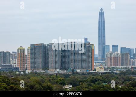 Shenzhen, China 06 February 2022: Shenzhen urban city downtown Stock Photo
