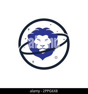Lion planet vector logo design template. Stock Vector