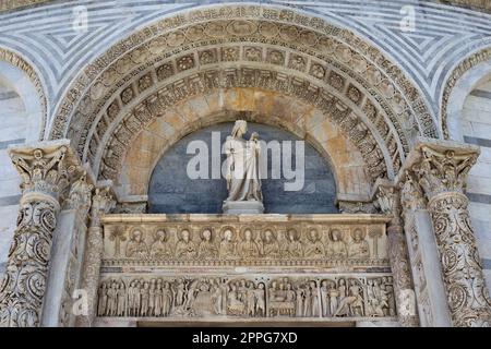 The fragment of the exterior of the Pisa Baptistery of St. John in Pisa. Stock Photo