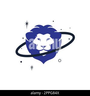 Lion planet vector logo design template. Stock Vector