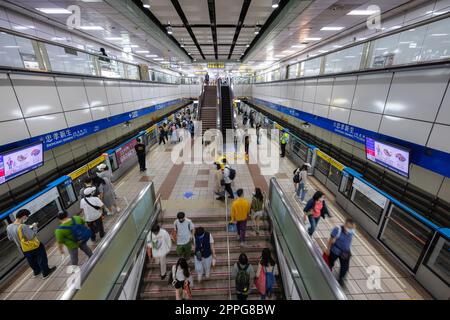 Taipei, Taiwan, 14 March 2022: Zhongxiao Xinsheng metro station in Taipei city Stock Photo